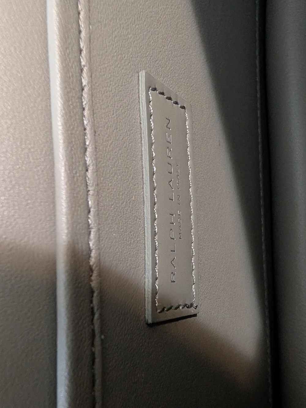 Ralph Lauren Gray Smooth Leather Top-Handle Crossbody with Silver RL Hardware